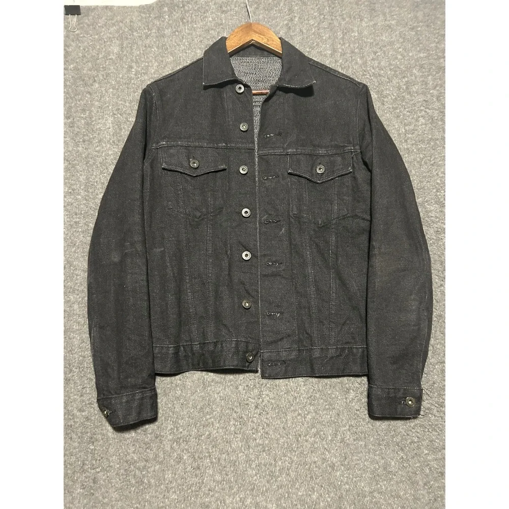 Naked famous Black twisted yarn selvedge denim jacket mens medium
